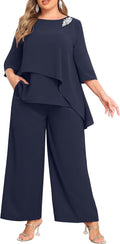 Plus Size Pant Suits for Women - Elegant 2 Piece Outfits