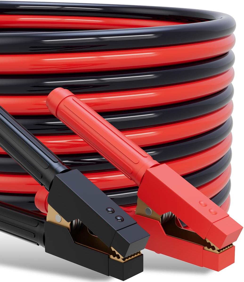 0 Gauge 25 Feet Jumper Cables for Car Battery Jump Starting