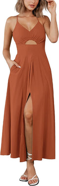 Summer Spaghetti Strap Midi Dress - Flowy Beach & Party Midi