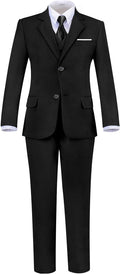 Boys Black Slim Fit Suit Set Size 12 - 5 Piece Formal Outfit