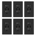 USB Wall Outlets with 3 Ports Matte Black - 6 Pack USB-C & USB-A
