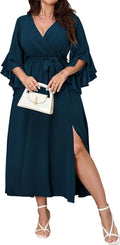 Womens Plus Size Maxi Dress: Elegant Ruffle Wrap with Slit