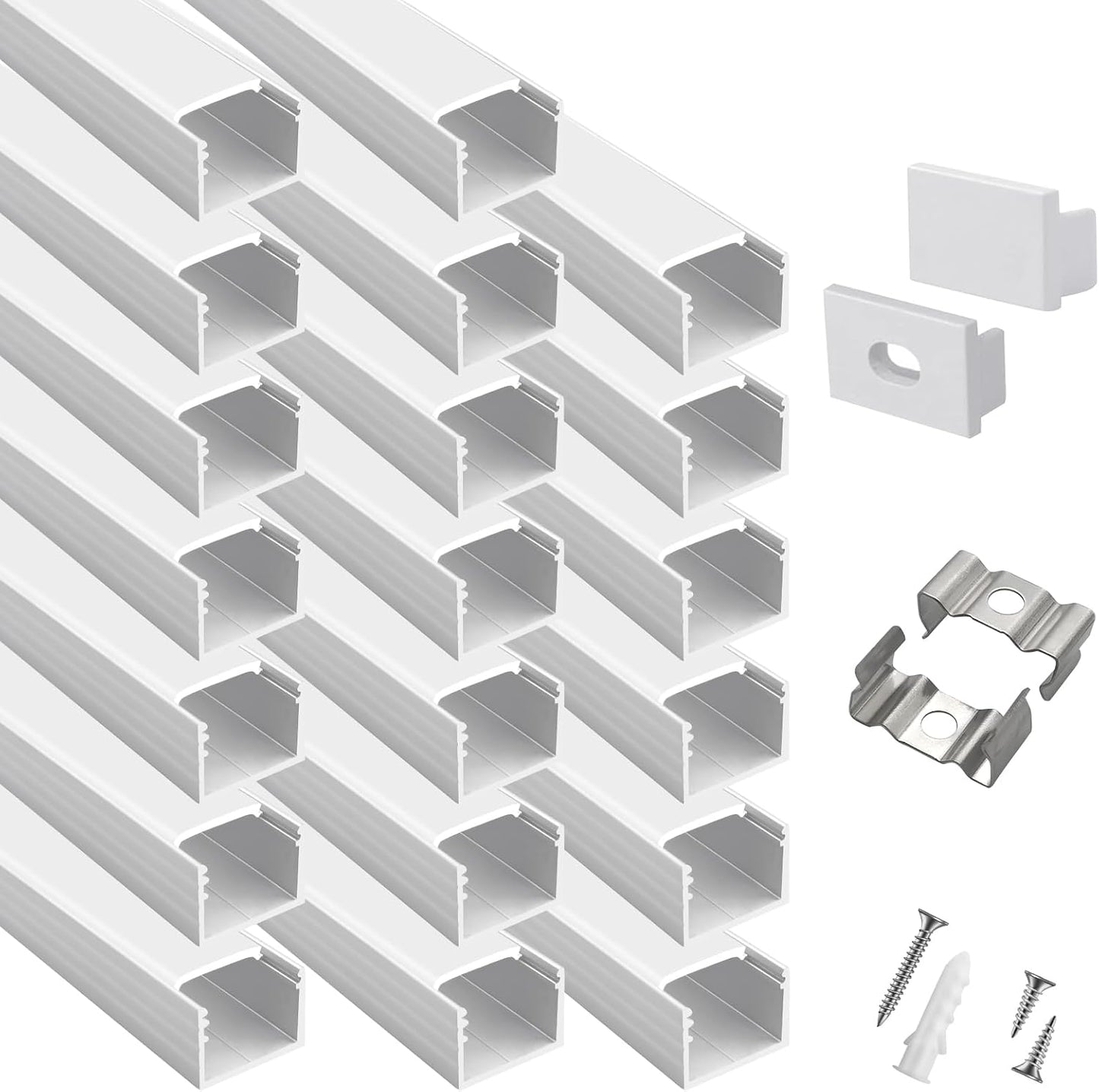 20-Pack 6.6ft Plus-Size U Shape LED Aluminum Channel System