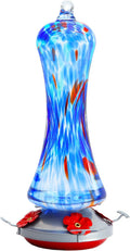 Hummingbird Feeder for Outdoors Hanging - Hand Blown Glass, Leak Proof