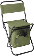 Green Fishing Chair for Men - Foldable Stool with Cooler Bag