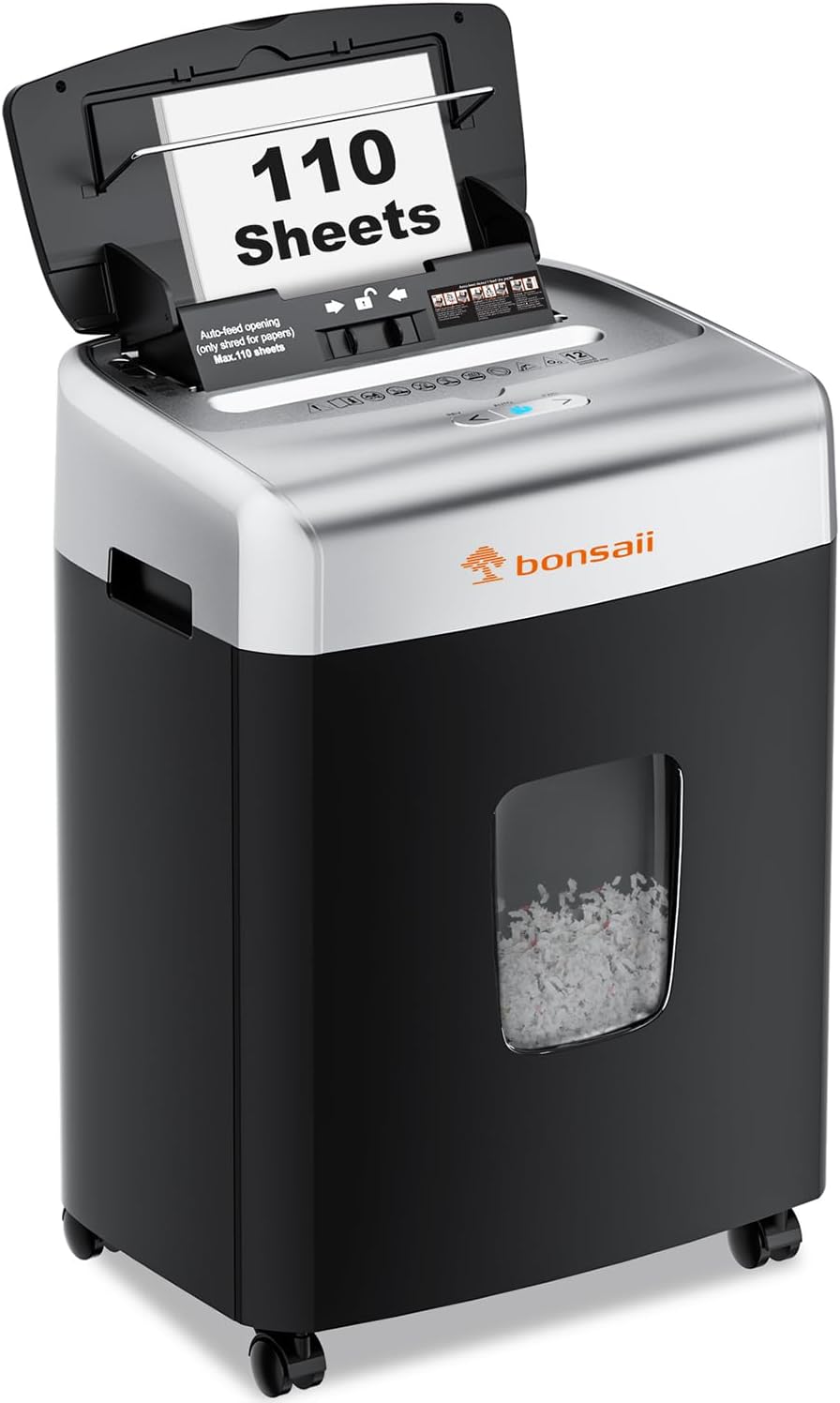 Bonsaii Paper Shredder for Office - Heavy Duty Autofeed Shredder