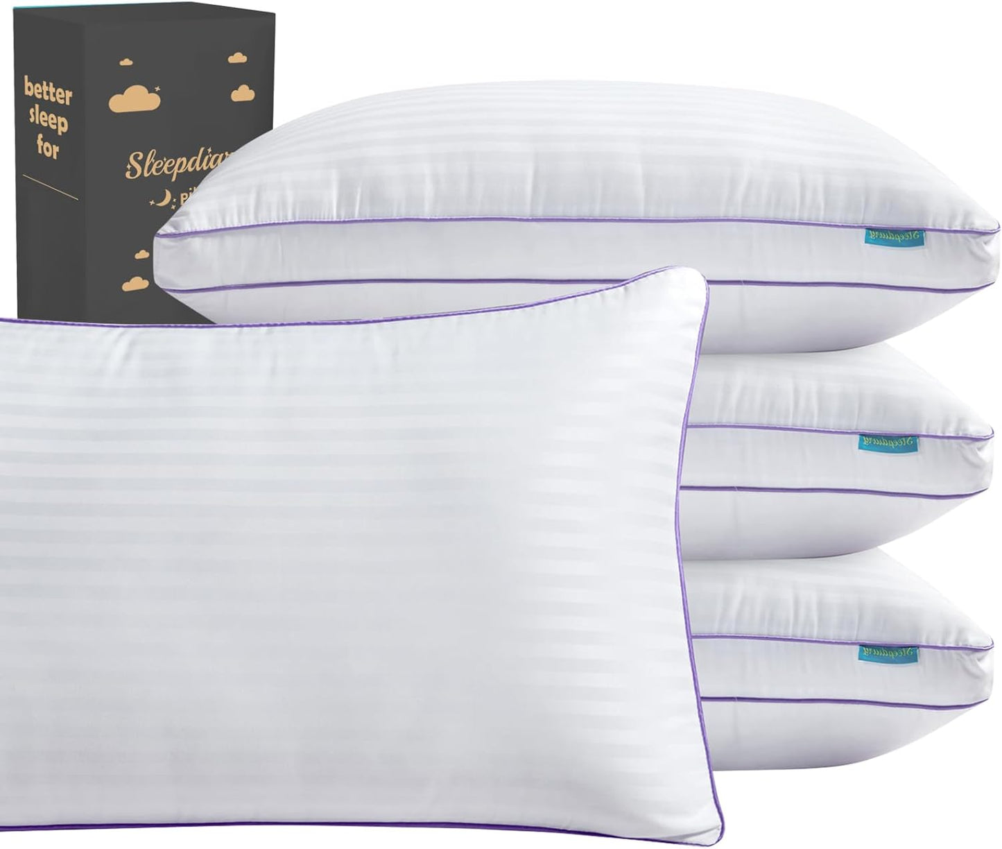 SLEEPDIARY King Size Pillows Set of 4 for All Sleepers