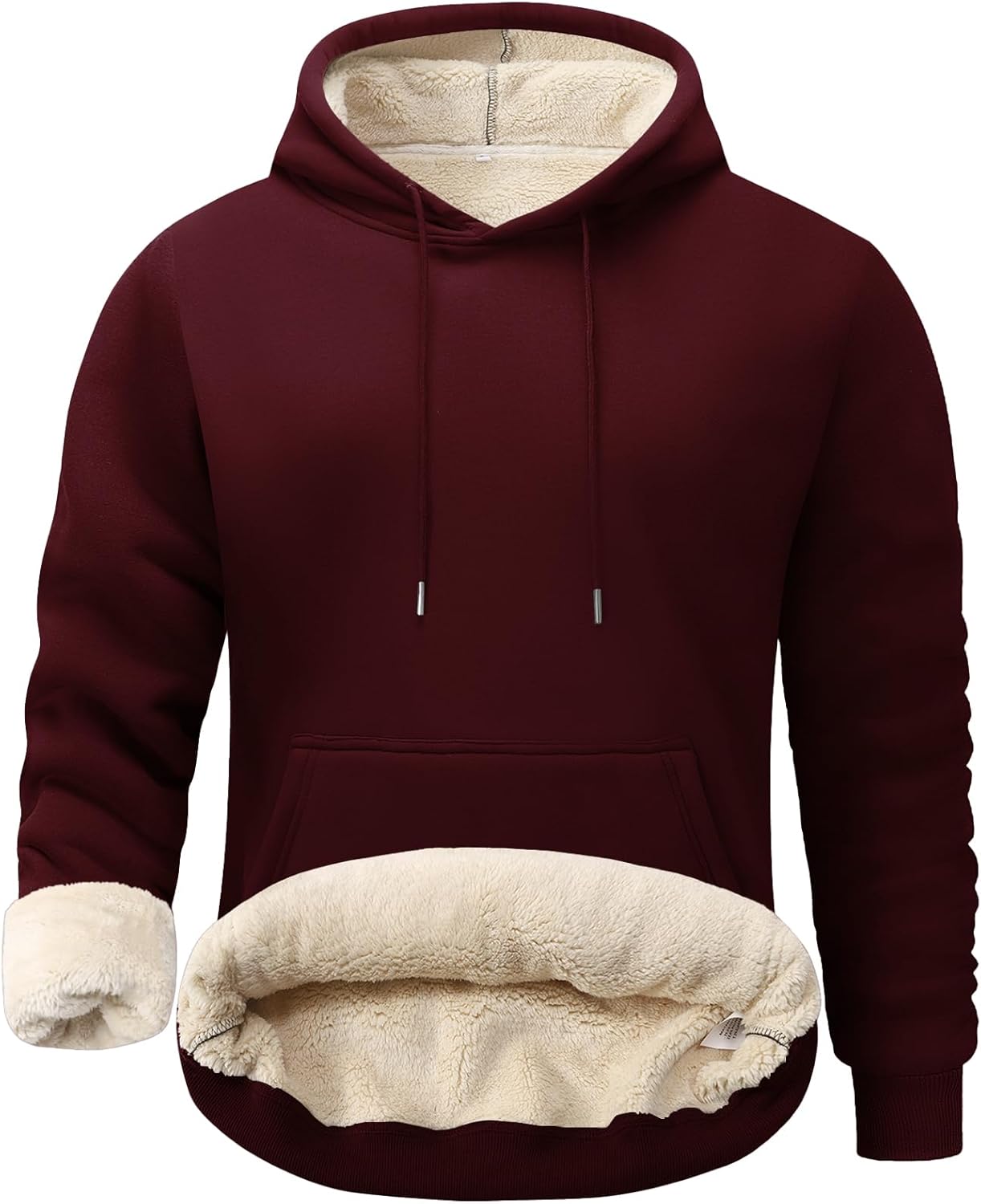 Flygo Men's Casual Fleece Sherpa Lined Hoodie for Winter Warmth