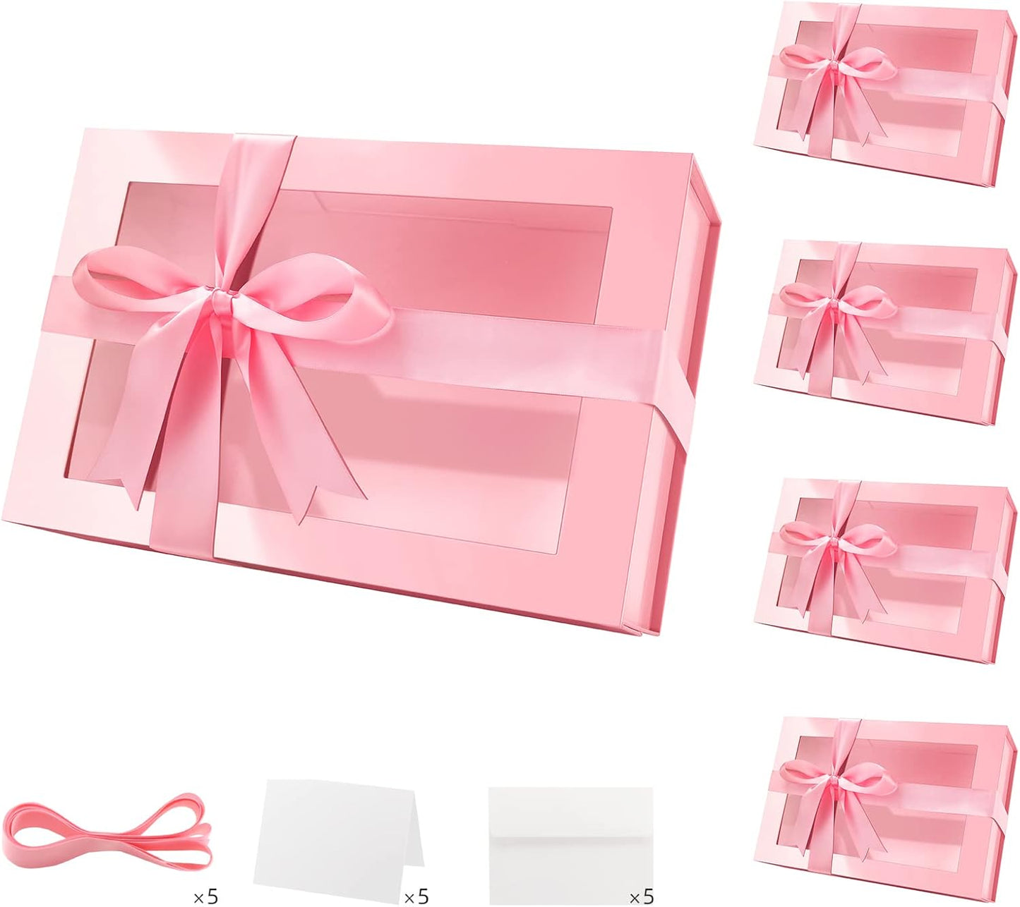 Large Pink Gift Boxes with Windows for Easter and More