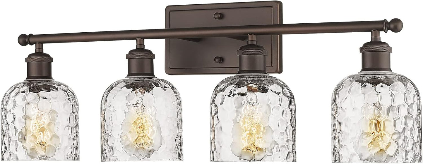 4 Light Bathroom Vanity Lighting Fixtures with Clear Glass Shade