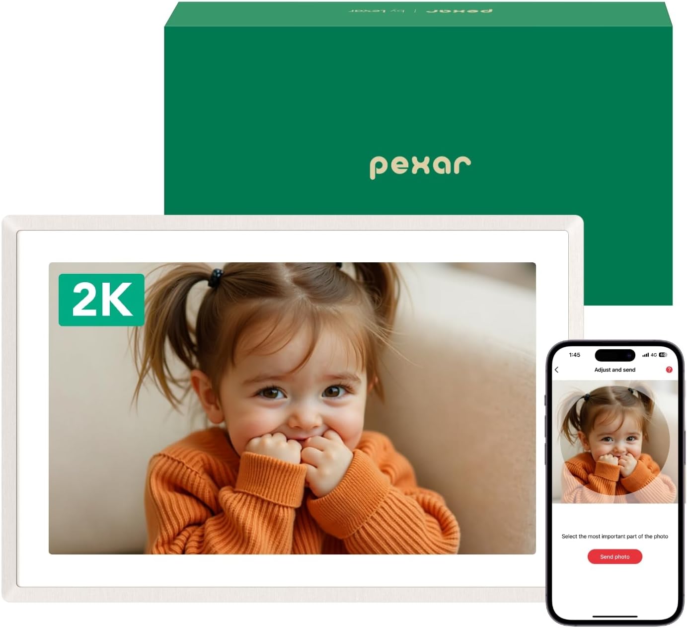 pexar Digital Picture Frame with 2K Resolution and WiFi