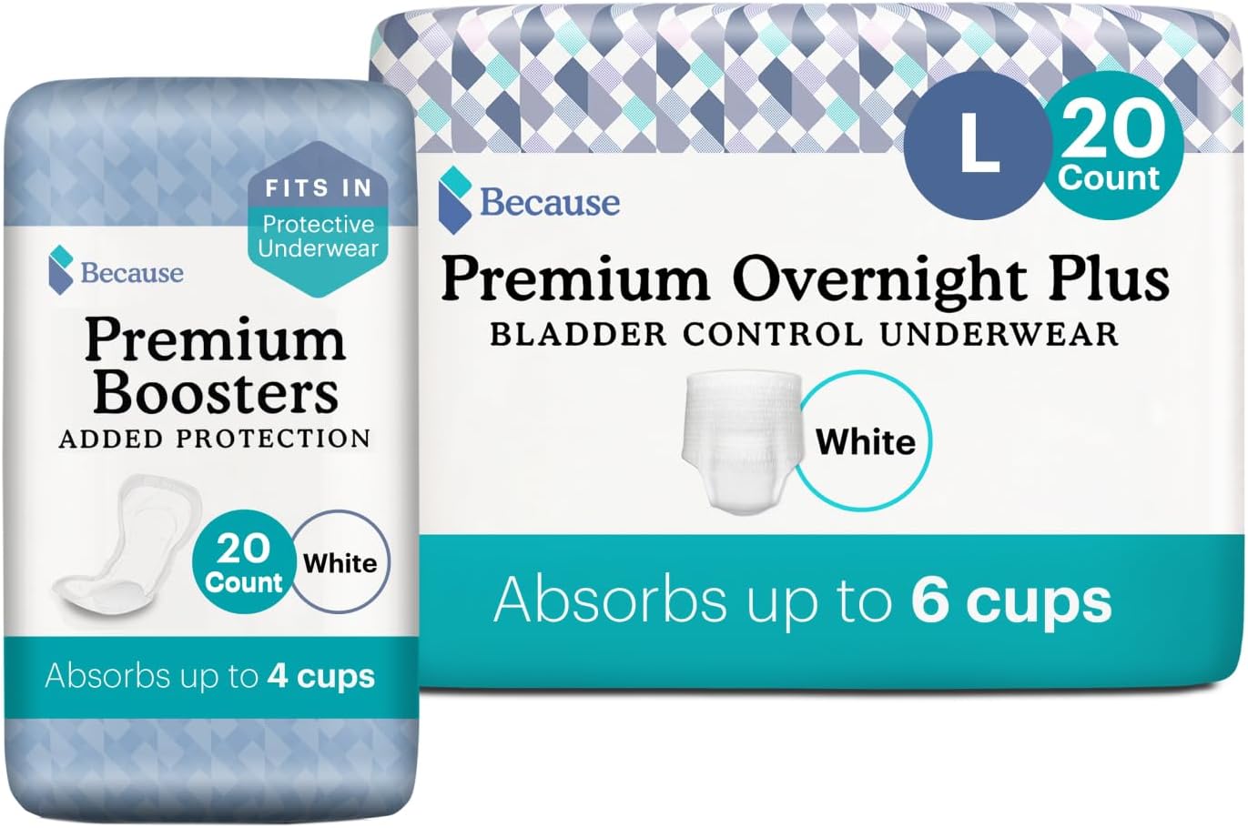10 Cups Absorbency! Incontinence Underwear & Booster Pad Bundle