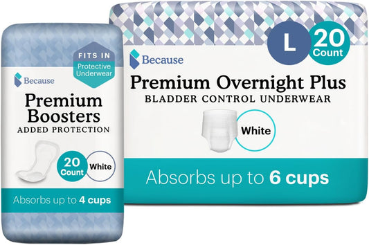 10 Cups Absorbency! Incontinence Underwear & Booster Pad Bundle