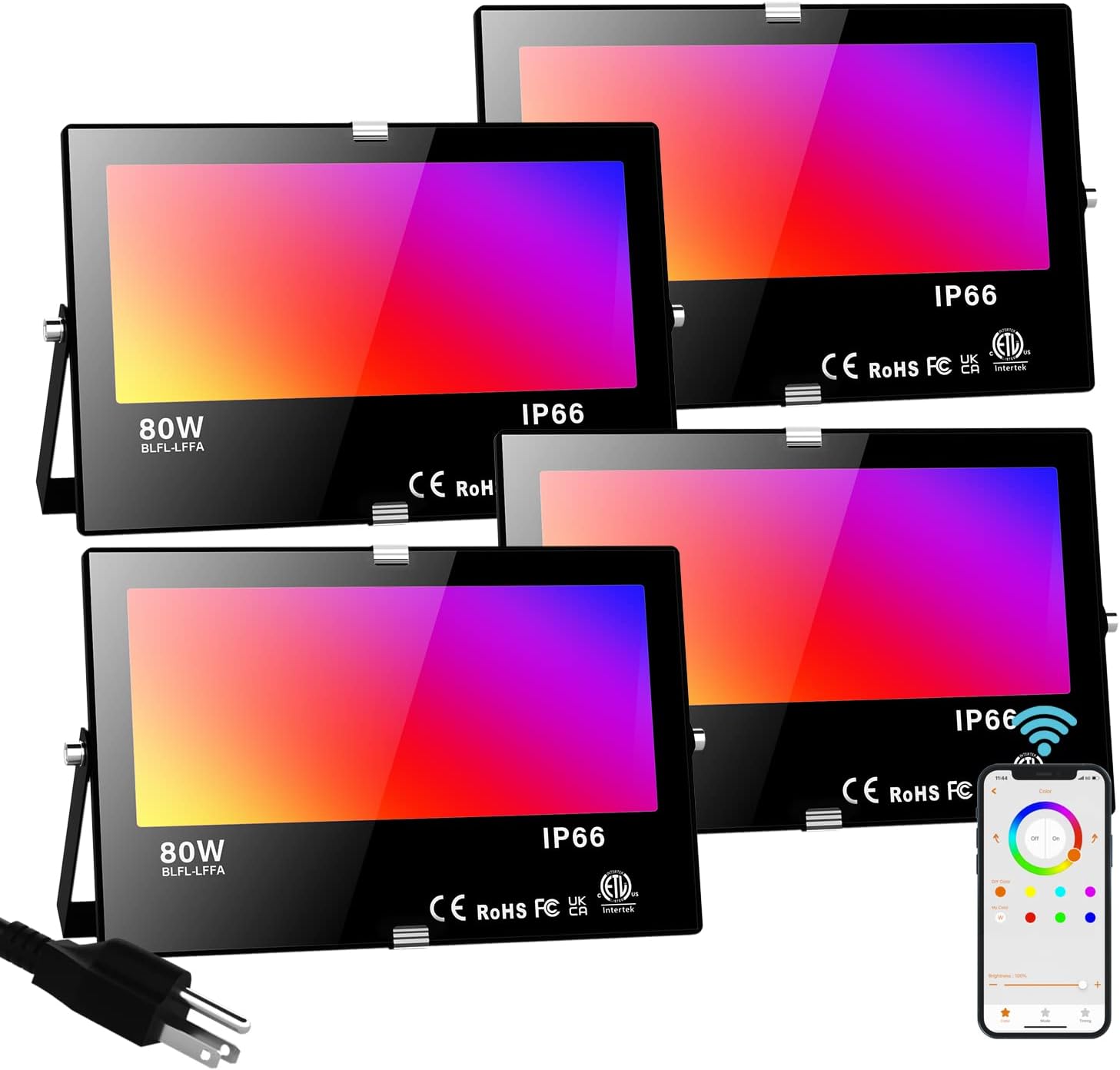 LED Flood Light Outdoor with Bluetooth Smart Color Change Control