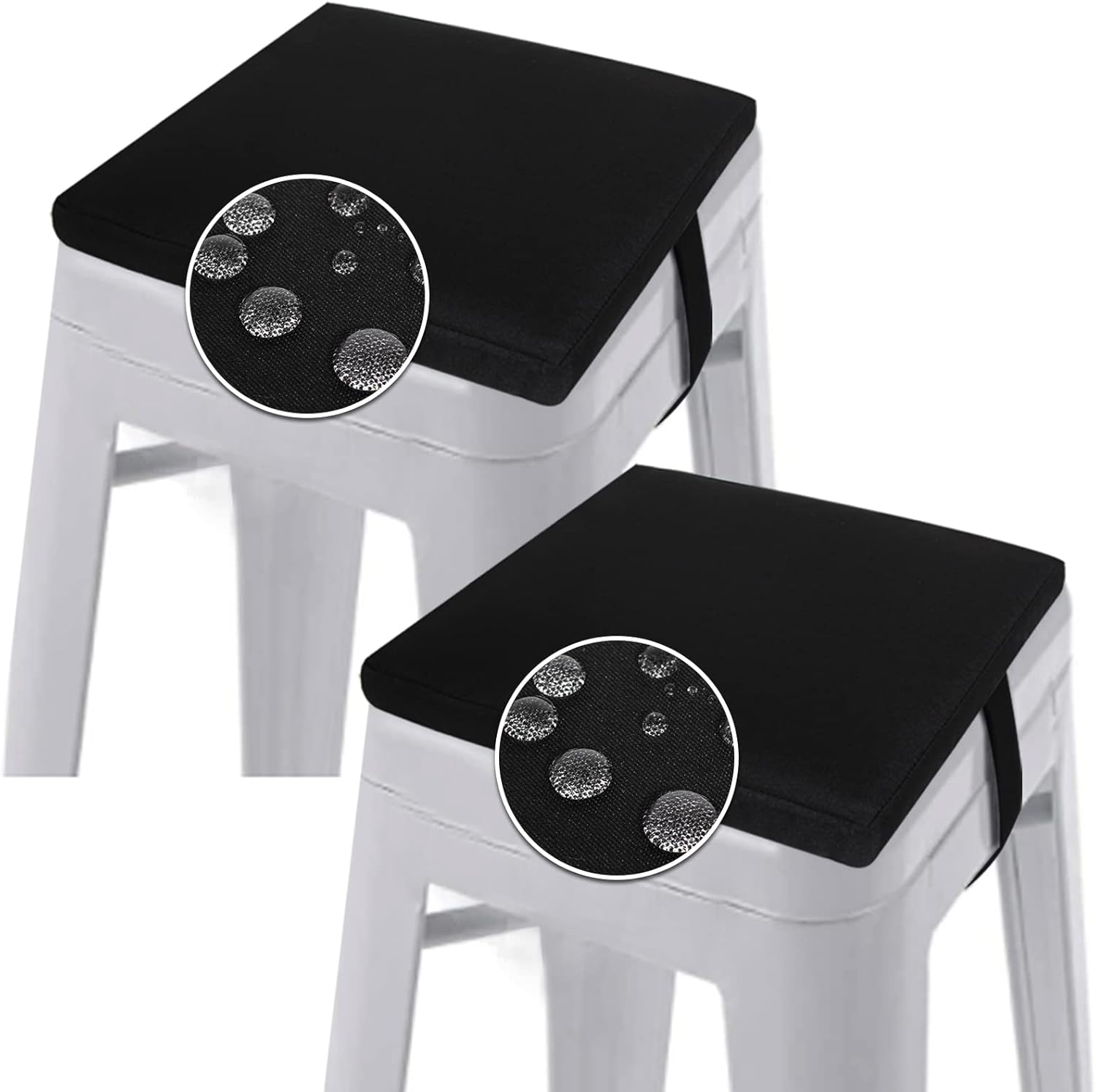 GUEGLSA Outdoor Bar Stool Cushions - Waterproof Square Seat Pads