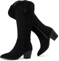 Women's Knee High Boots Wide Calf Slouchy Pointed Toe - Low Heel
