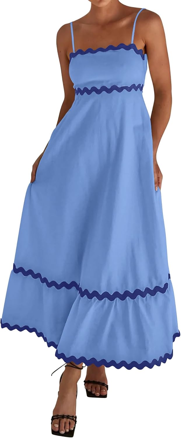 Dowerme Women Summer Dresses 2025: Spaghetti Straps A-Line Midi