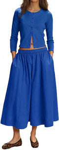 Tankaneo Womens 2 Piece Skirt Set - Casual Midi Matching Outfit Sets