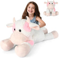 Giant Cow Stuffed Animal 30 in - Jumbo Strawberry Cow Plush Pillow