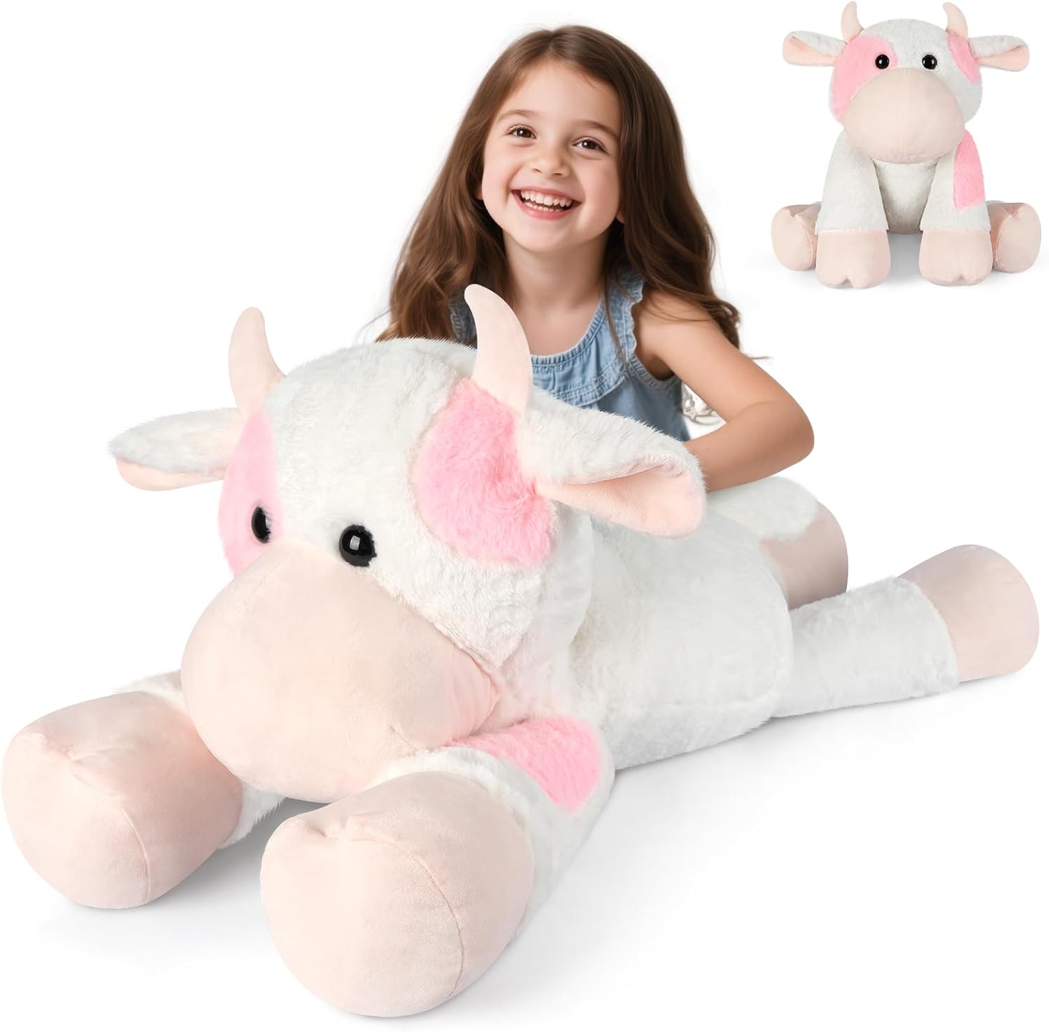 Giant Cow Stuffed Animal 30in Jumbo Strawberry Plush Toy Gift