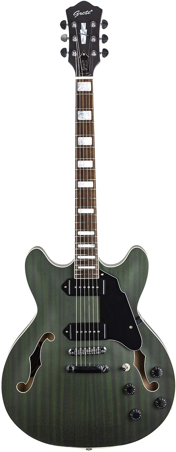 GROTE Electric Guitar Semi-Hollow Body with P90 Pickups in Green