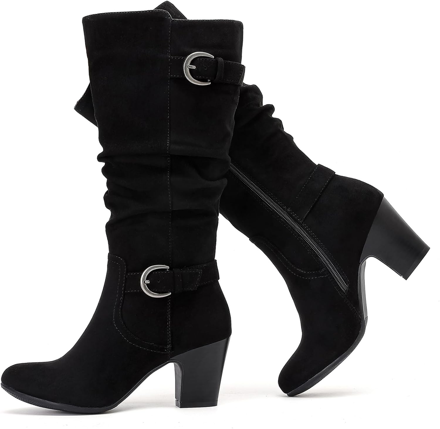 Women's Slouchy Knee High Boots with Chunky Heel for Style