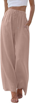 Linen Summer Palazzo Pants Flowy Wide Leg Beach Pants - Comfortable