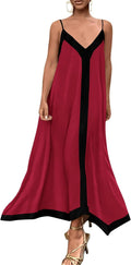Women's Summer Maxi Dress V Neck Spaghetti Strap - Flowy Elegant