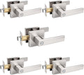 Probrico Bed and Bath Privacy Door Locks 5 Pack - Modern Nickel Finish