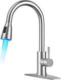 LED Kitchen Faucet with Pull Down Sprayer - Color Temperature LED