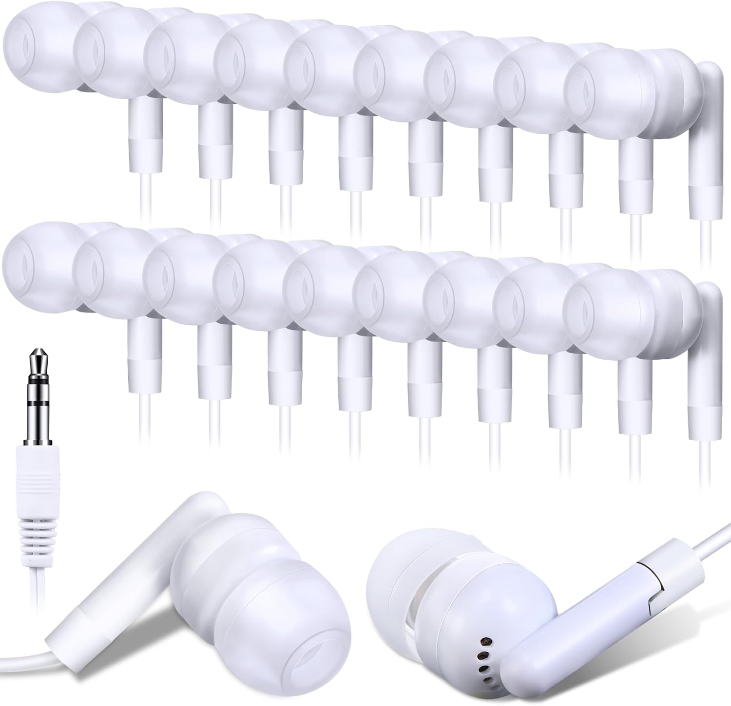 Kanayu 100 Pack Wired Earbuds for Classroom Use and More