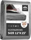 Heavy Duty Waterproof 12x25 ft Poly Tarp - Durable Weather Cover