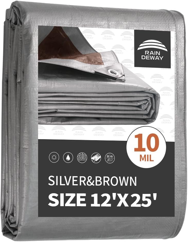 RAINDEWAY Heavy Duty Waterproof Tarp 12x25 Feet for All Uses