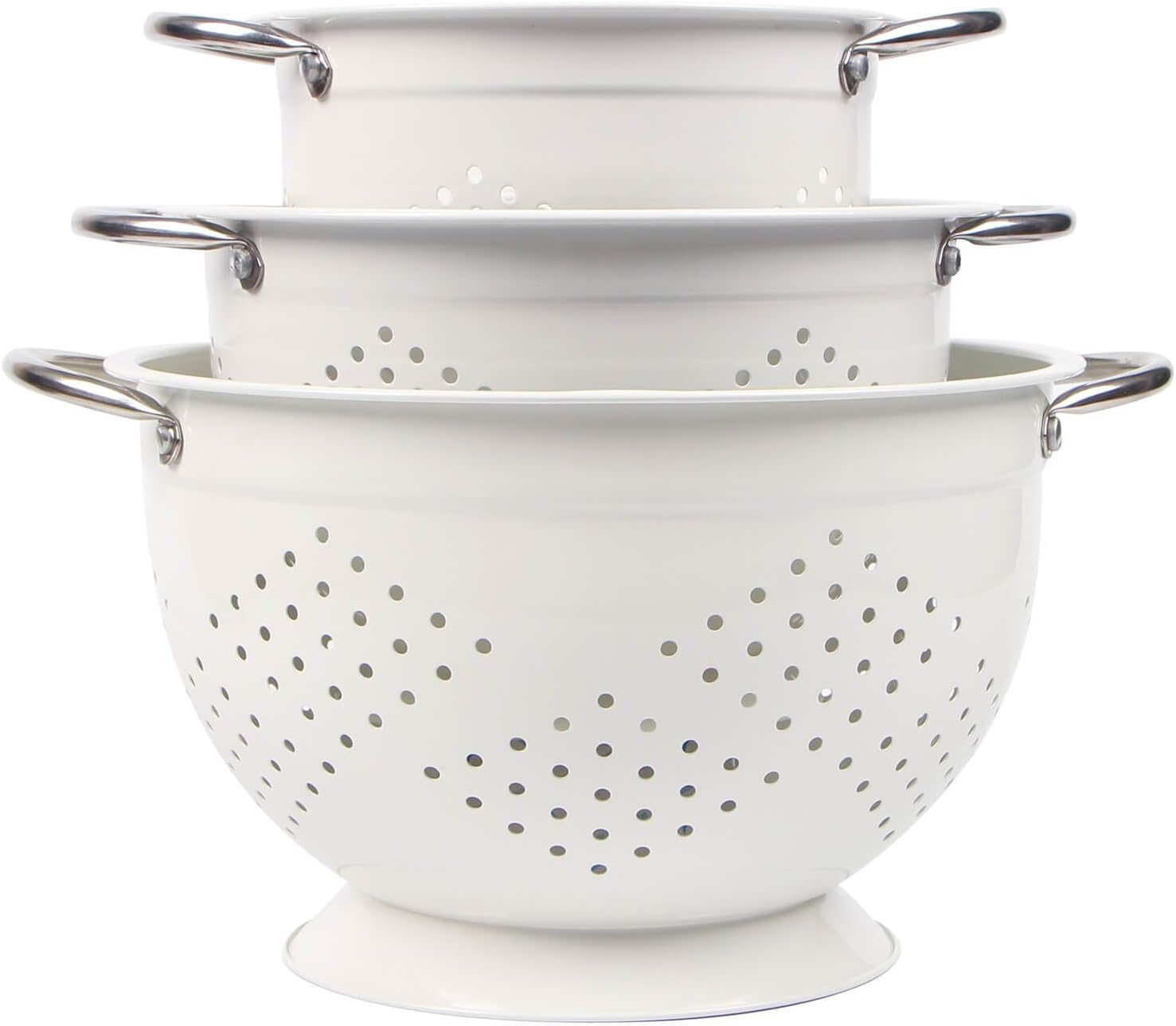 Rorence Powder Coated Steel Colanders Set: 1.5, 3, & 5 Quart
