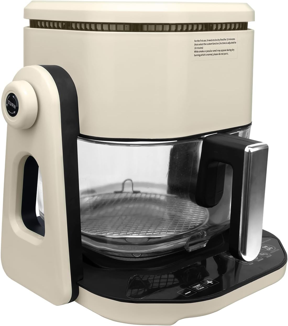 5Qt Glass Air Fryer & Grill: Dual Function, Adjustable Temp & Timer - Family & Party Use