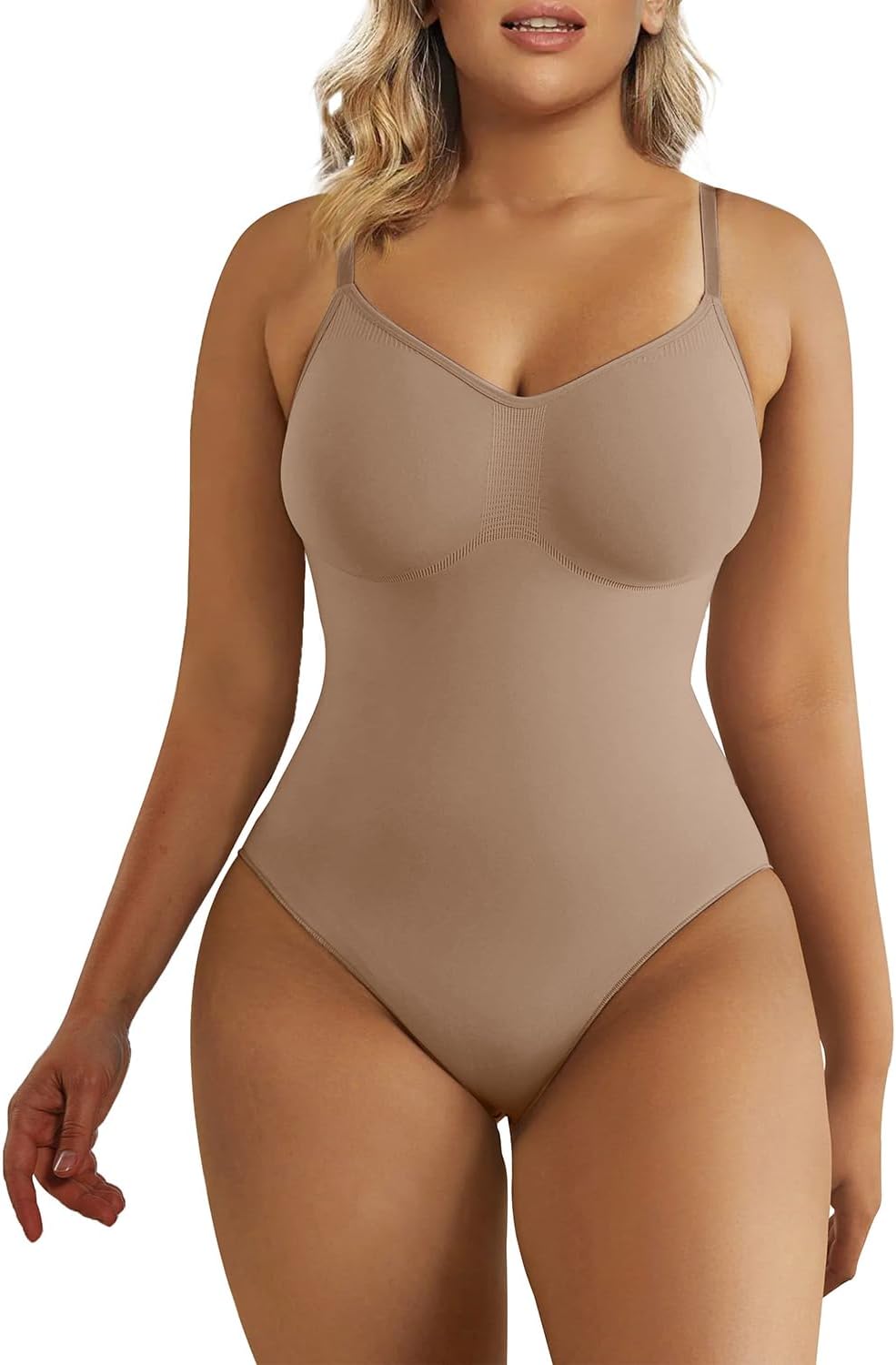 SHAPERX Women's Seamless Shapewear Bodysuit for Tummy Control
