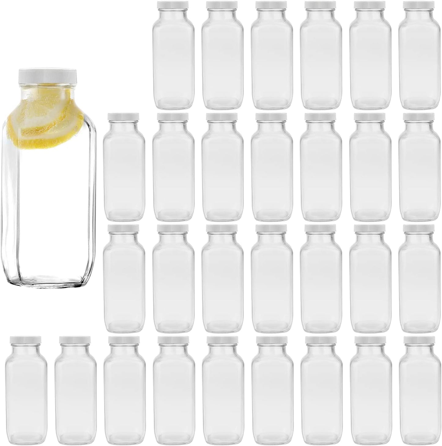 Encheng 8 Ounce Glass Bottles for Smoothies and Juicing