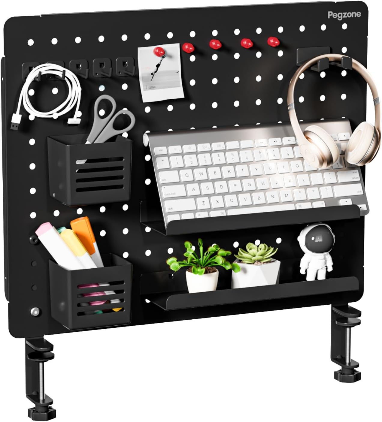 Clamp-on Desk Pegboard Organizer for Office and Home Use