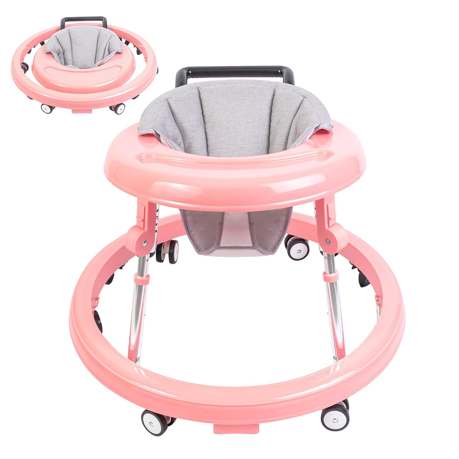 Adjustable Baby Walker with Wheels and Activity Center Features