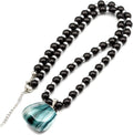 Natural Raw Tourmaline Pendant Black Onyx 8mm Necklace - Healing