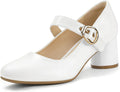 Mary Jane Pumps Low Chunky Heels for Women - Comfortable Vintage Style