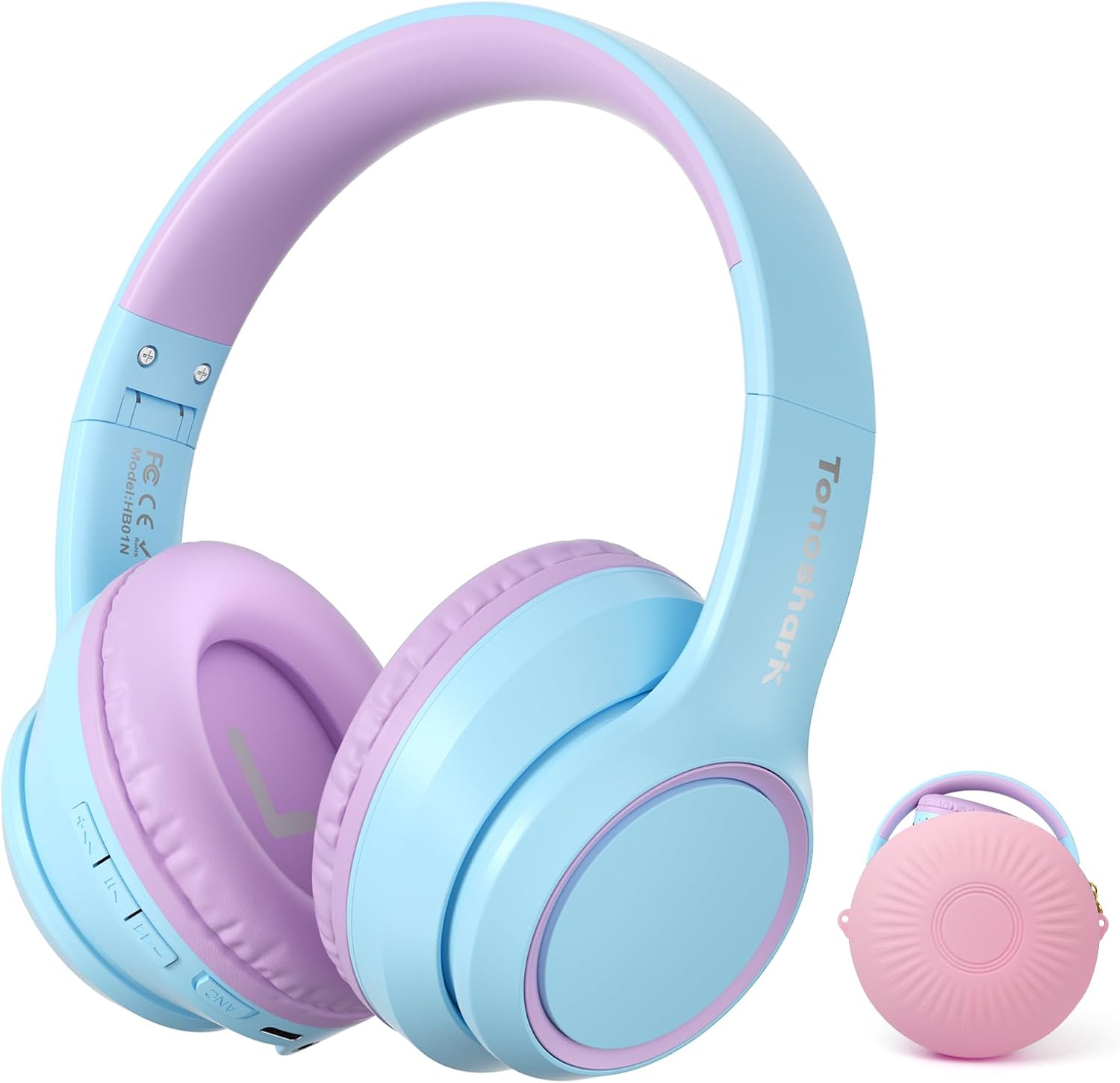 TONOSHARK Kids ANC Headphones: 60H Playtime, Purple Bluetooth Headset