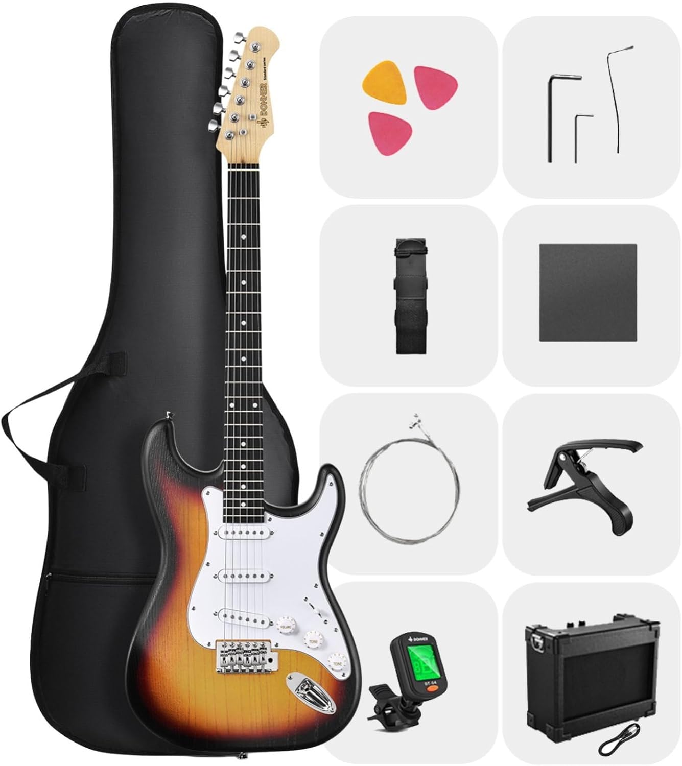 Beginner Electric Guitar Kit with Amp - Donner DST-80