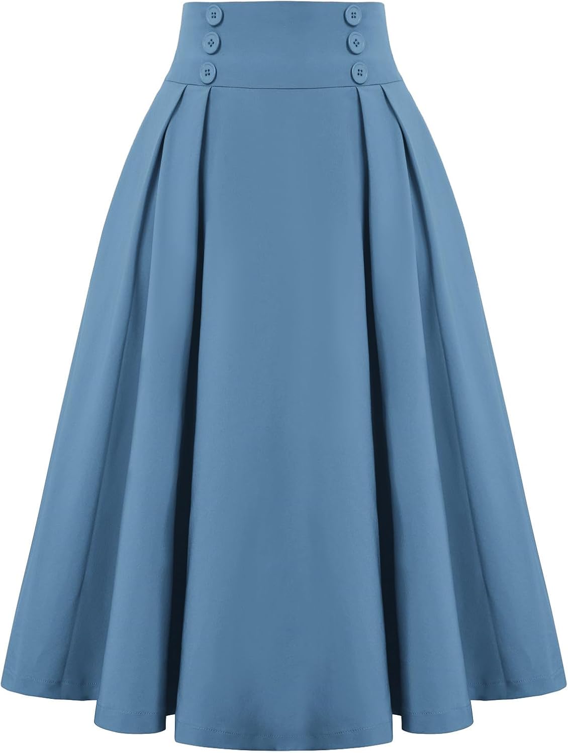 Belle Poque Women's Vintage High Waist Pleated Midi Skirt