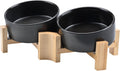 Slanted Ceramic Dog and Cat Bowl 15 Tilted with Wooden Stand - Easy
