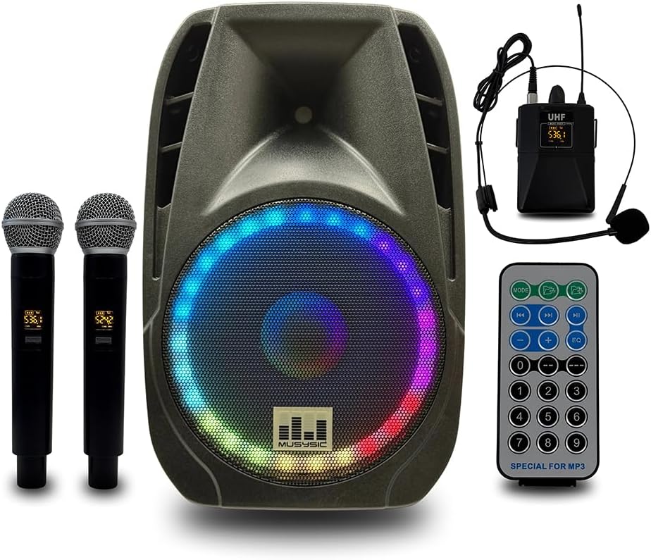 MUSYSIC Portable Bluetooth Speaker 15ft' 2000W for Events