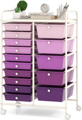 RELAX4LIFE 15 Drawer Rolling Storage Cart - Mobile Organizer