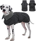Kuoser Super-Warm Fleece Dog Jacket for Large Dogs, Dark Grey