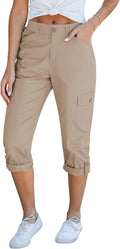 Cargo Capri Pants for Women High Waisted Relaxed Fit - Casual Cargo