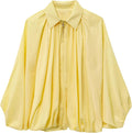 Womens Puffed Bomber Jacket Casual Batwing Sleeve Lapel Collar Zip is